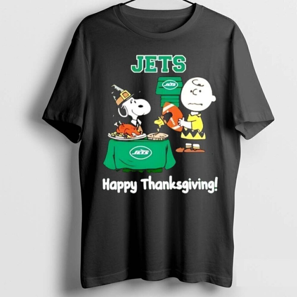 Snoopy Charlie Brown New York Jets NFL Thanksgiving 2025 Unisex TShirt